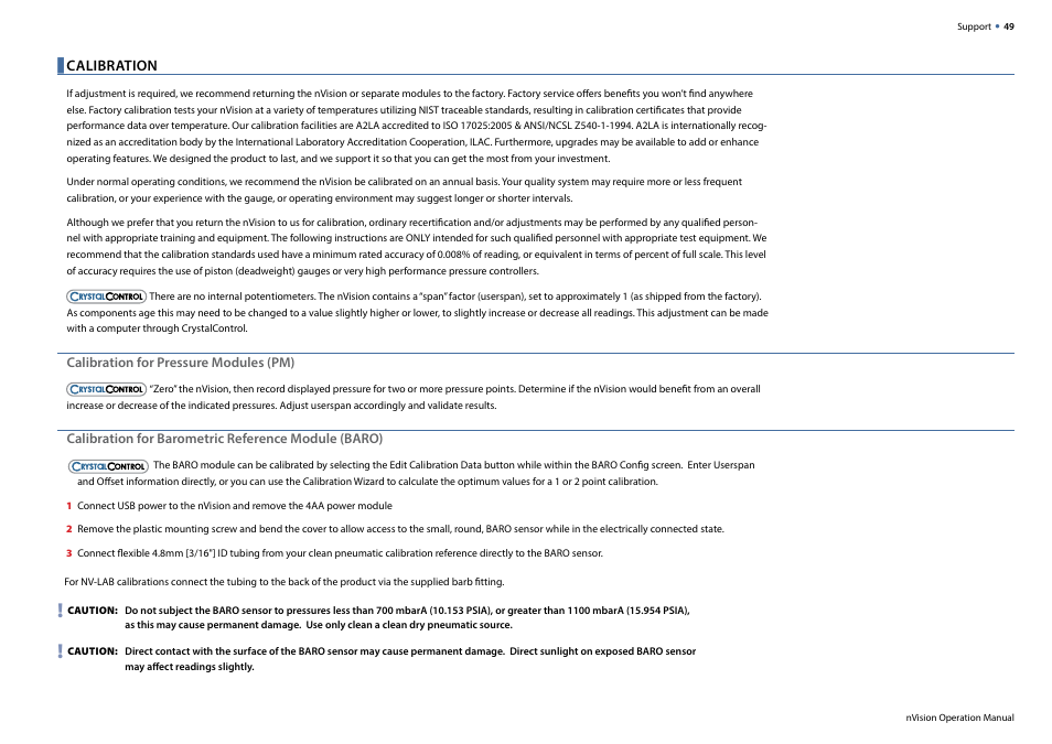 Calibration | Crystal nVision Lab Reference User Manual | Page 51 / 54