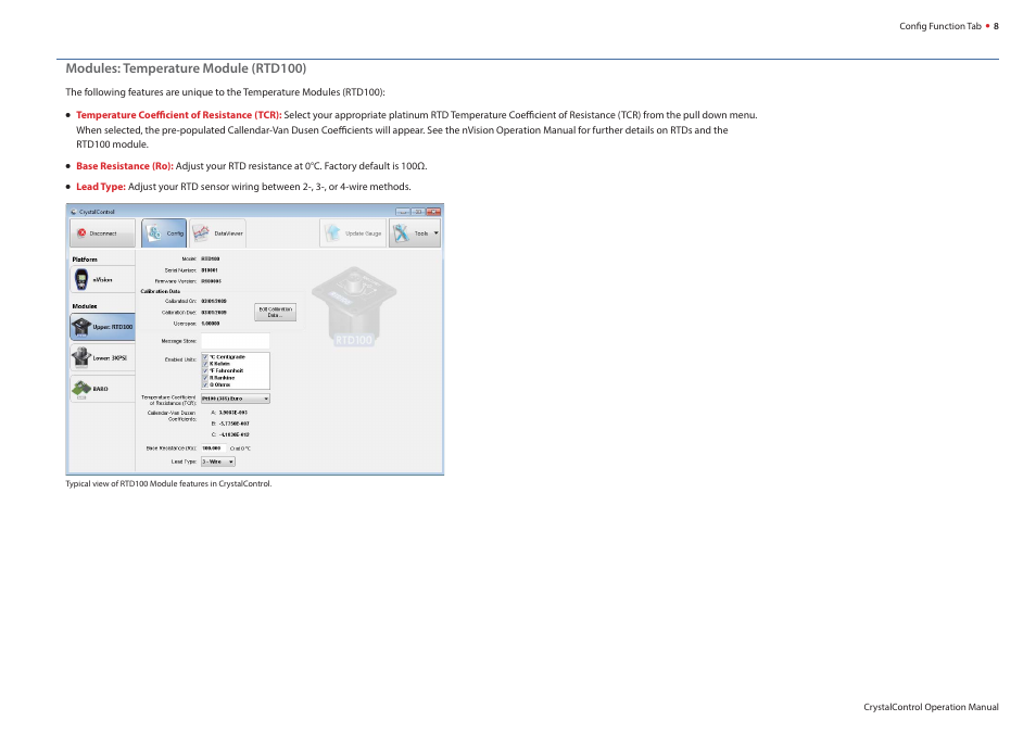 Modules: temperature module (rtd100) | Crystal nVision Lab Reference User Manual | Page 10 / 18