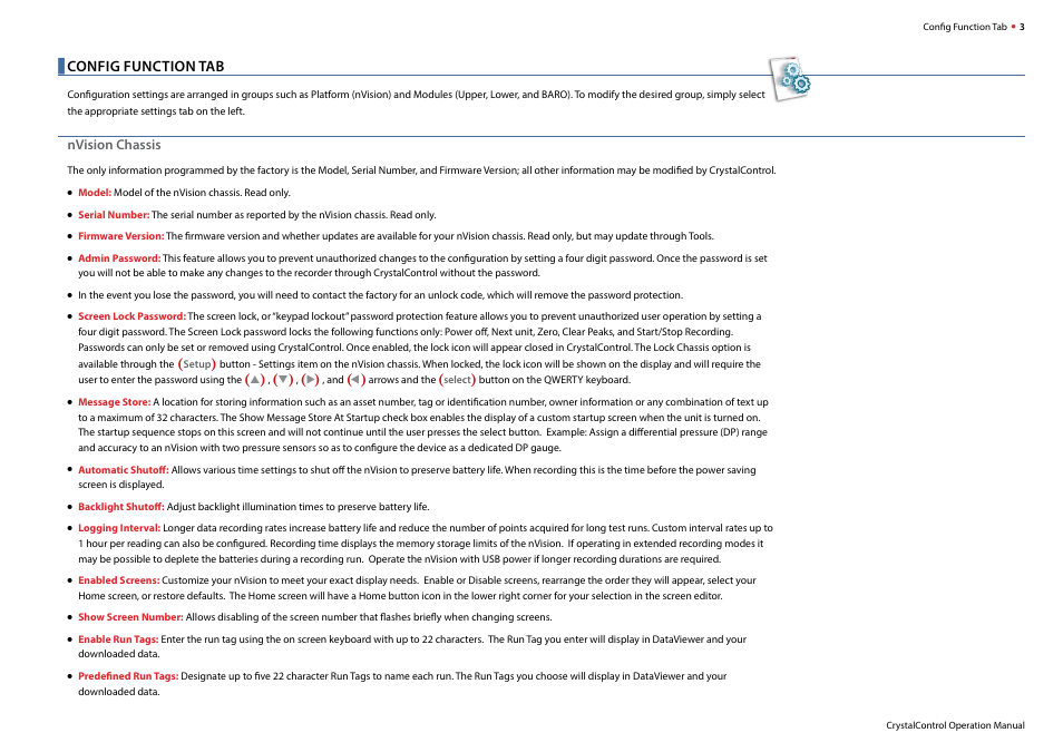 Config function tab, Nvision chassis | Crystal nVision Lab Reference User Manual | Page 5 / 18