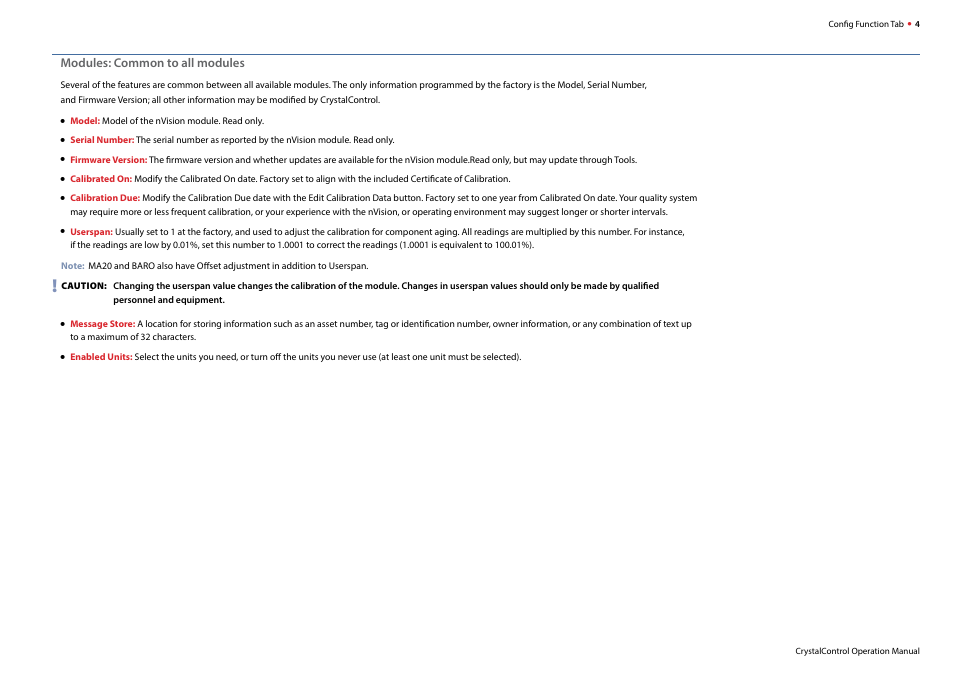 Modules: common to all modules | Crystal nVision Lab Reference User Manual | Page 6 / 18