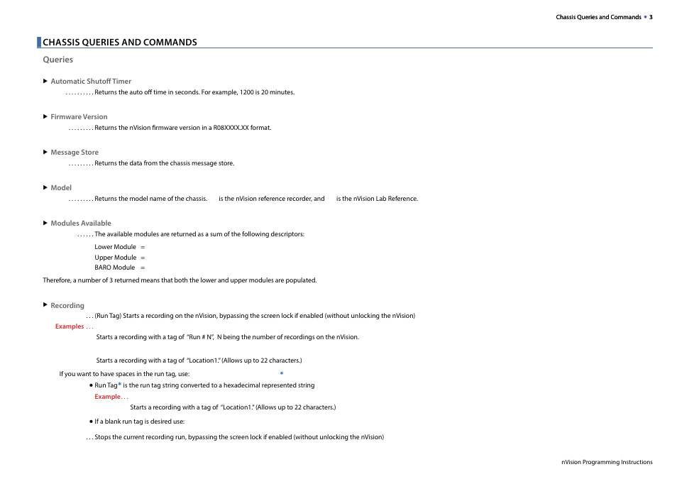 Chassis queries and commands | Crystal nVision Lab Reference User Manual | Page 5 / 12