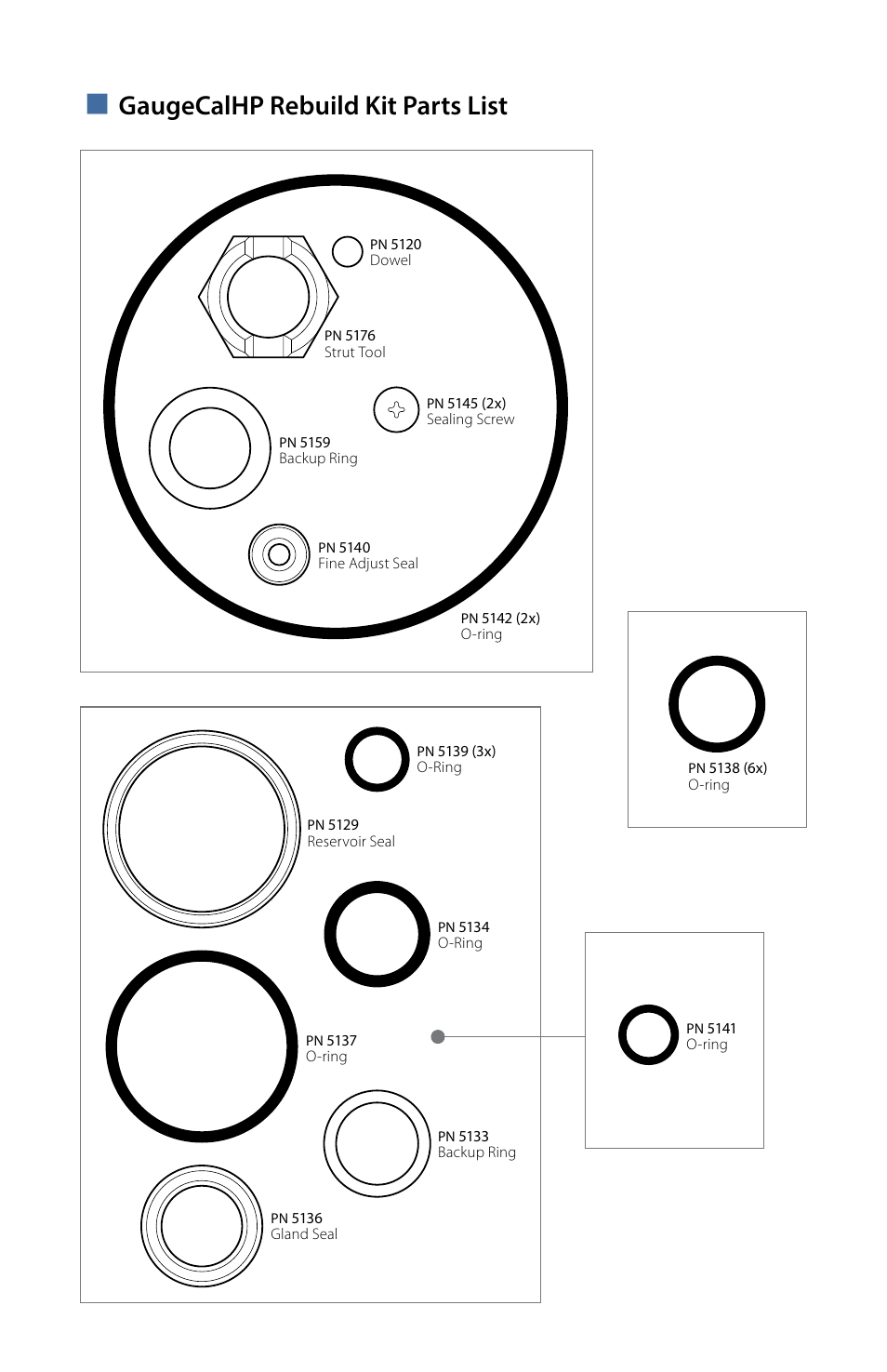 Gaugecalhp rebuild kit parts list | Crystal GaugeCalHP Pressure Comparator User Manual | Page 11 / 12