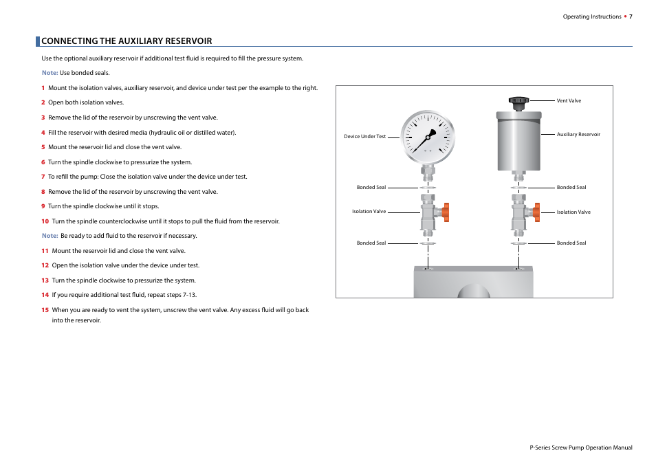Connecting the auxiliary reservoir | Crystal P-018-CPF Hydraulic Screw Pump User Manual | Page 9 / 16