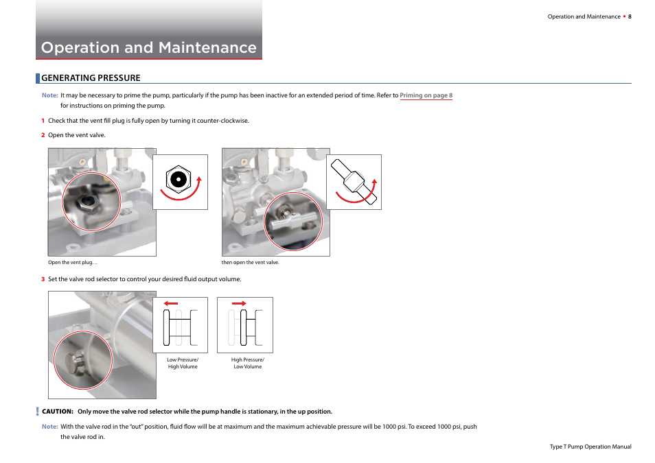 Operation and maintenance, Generating pressure | Crystal T-1-CPF Hydraulic Comparator User Manual | Page 10 / 25