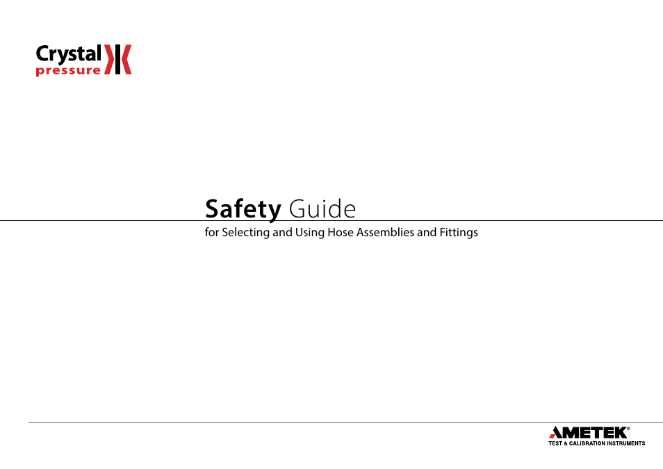 Crystal CPF High Pressure Hose and Fittings User Manual | 12 pages