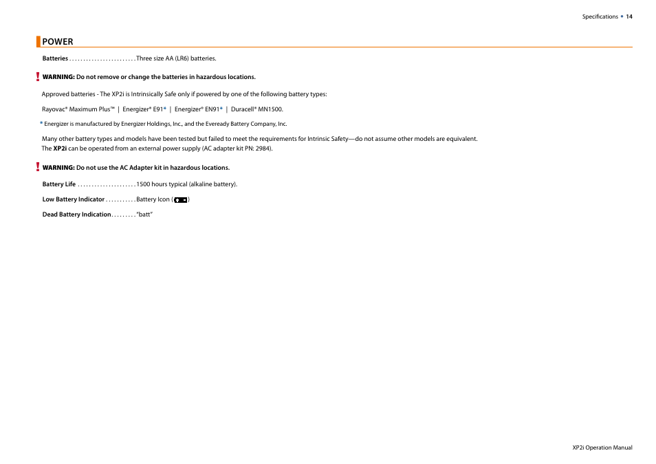 Power | Crystal XP2i 2nd Generation User Manual | Page 16 / 30