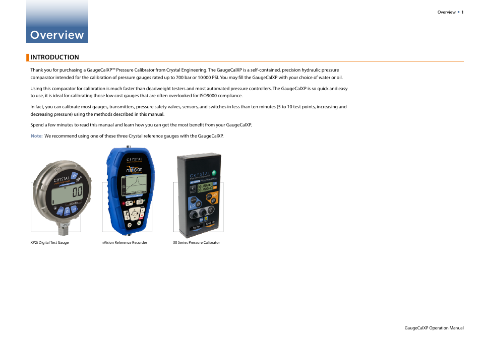 Overview, Introduction | Crystal GaugeCalXP User Manual | Page 3 / 12