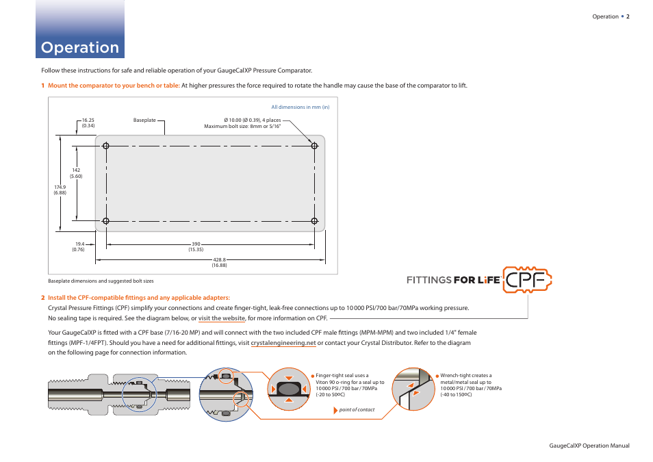 Operation | Crystal GaugeCalXP User Manual | Page 4 / 12