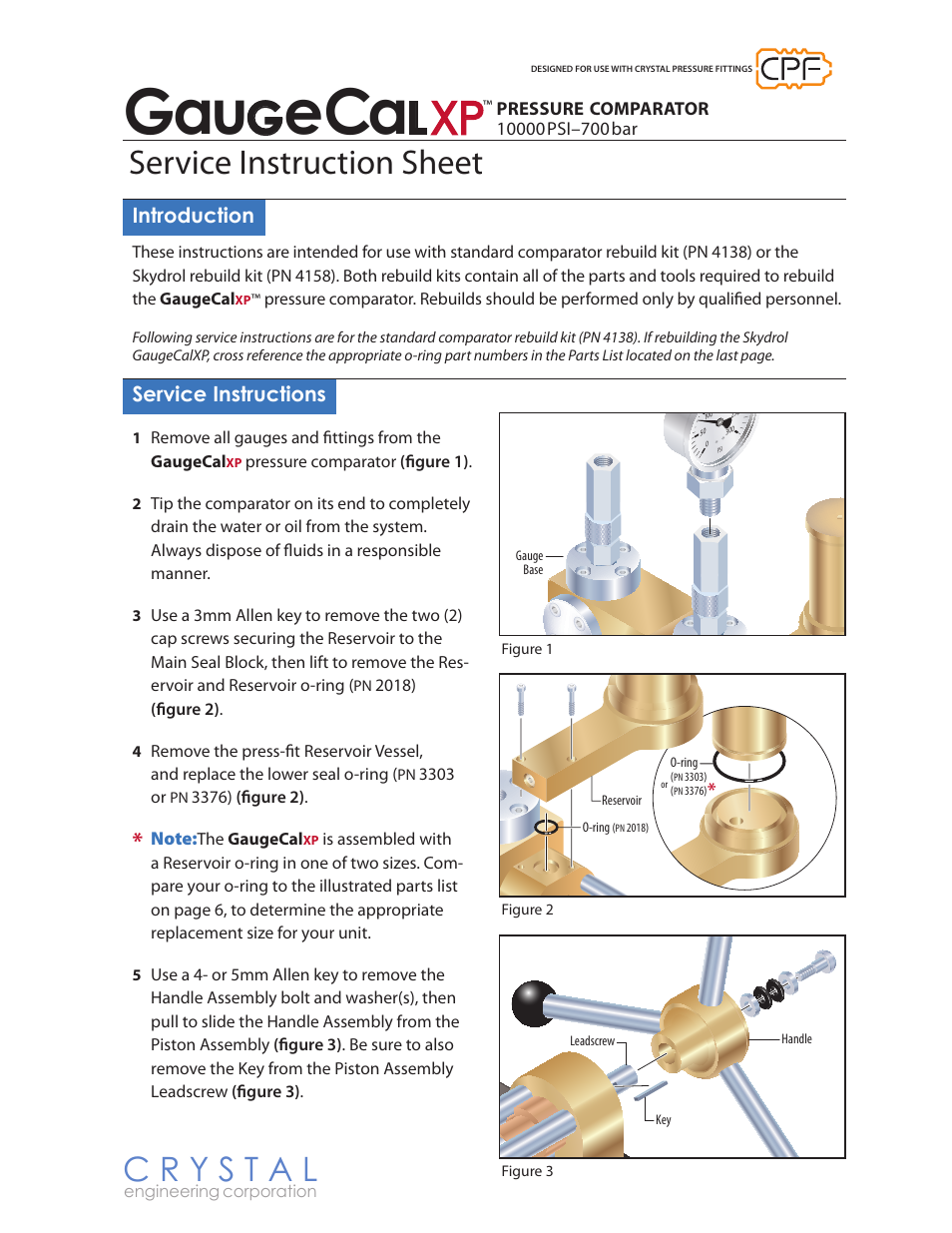 Crystal GaugeCalXP Rebuild Kit User Manual | 8 pages