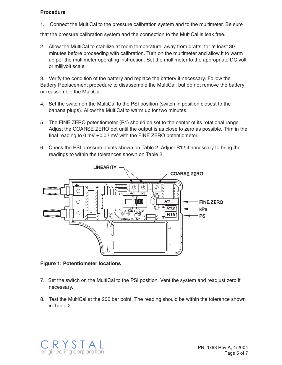 Crystal MultiCal BAR/PSI User Manual | Page 5 / 7