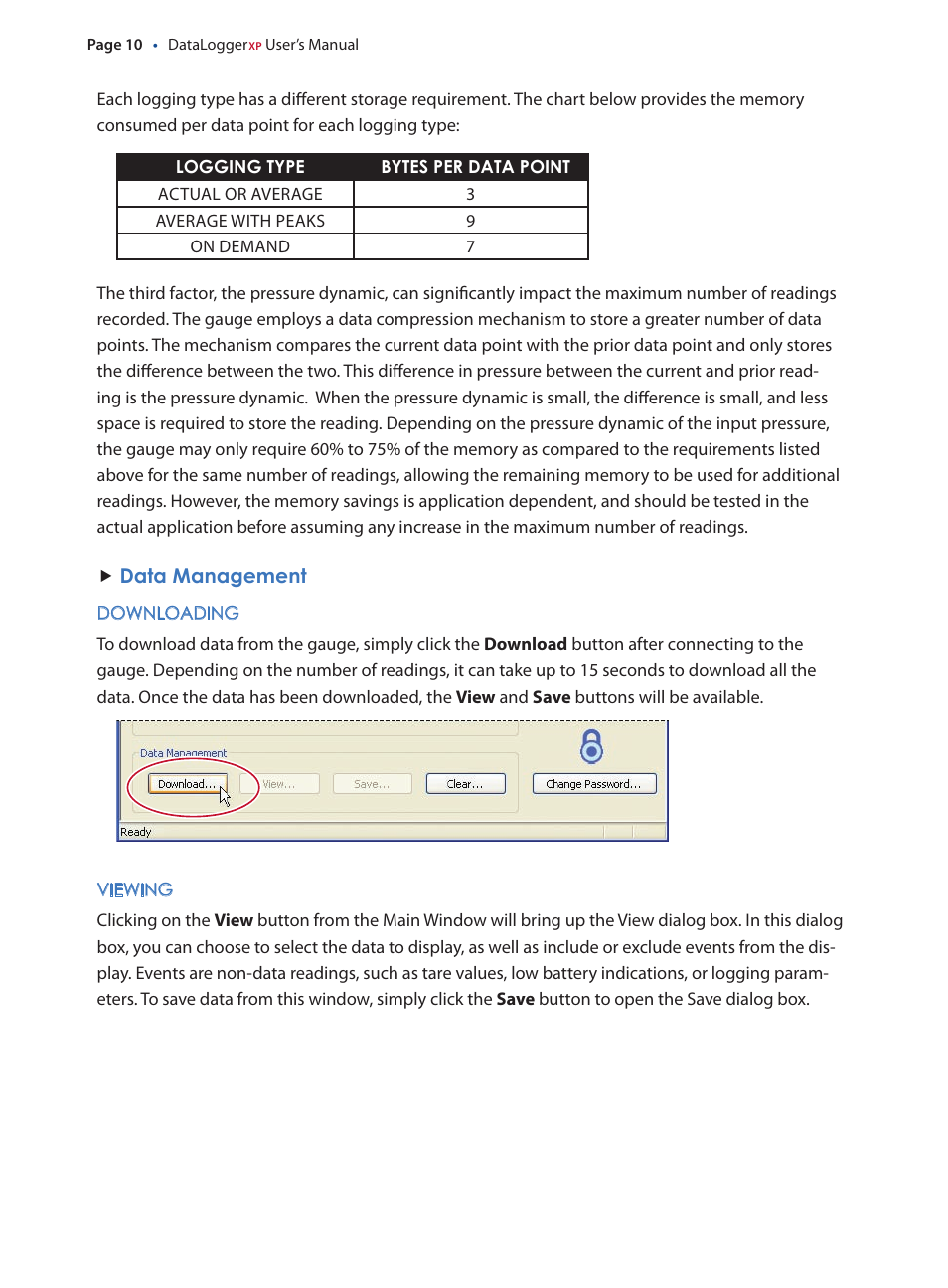 Data management, Downloading, Viewing | Data.management | Crystal DataLoggerXP User Manual | Page 13 / 21