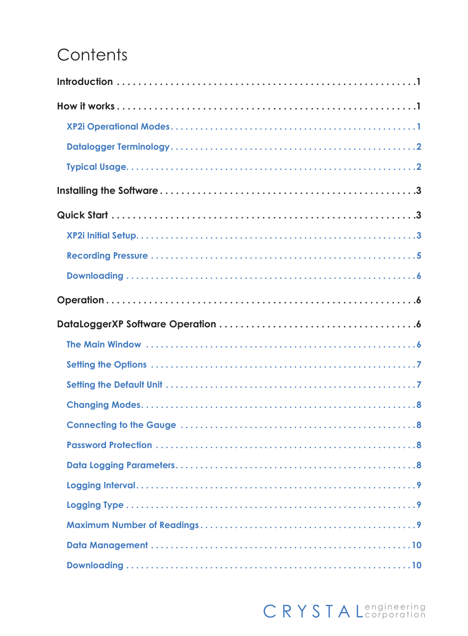 Crystal DataLoggerXP User Manual | Page 2 / 21