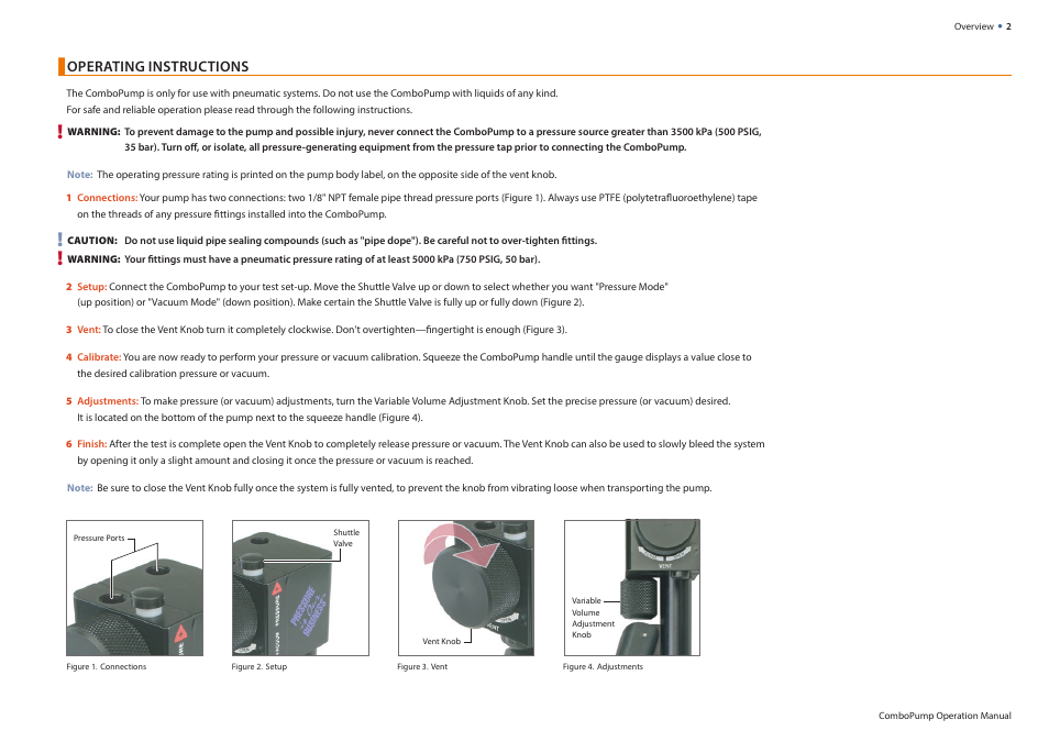 Operating instructions | Crystal ComboPump User Manual | Page 4 / 7