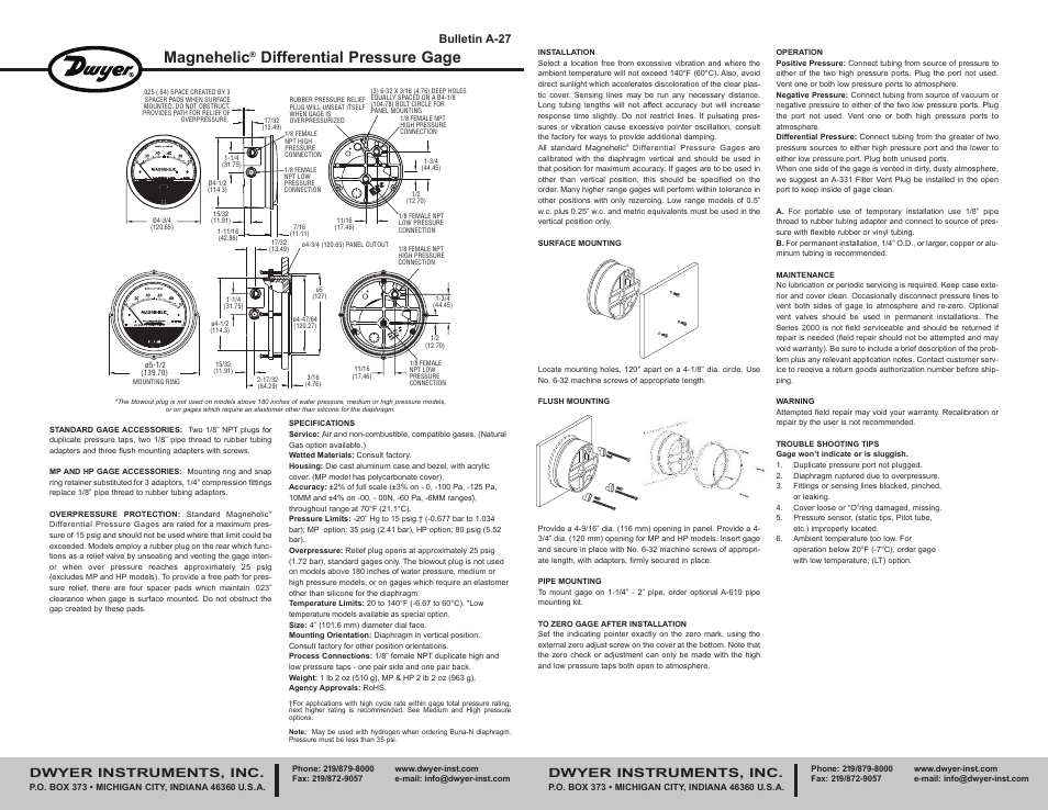 Dwyer AT22000 User Manual | 2 pages