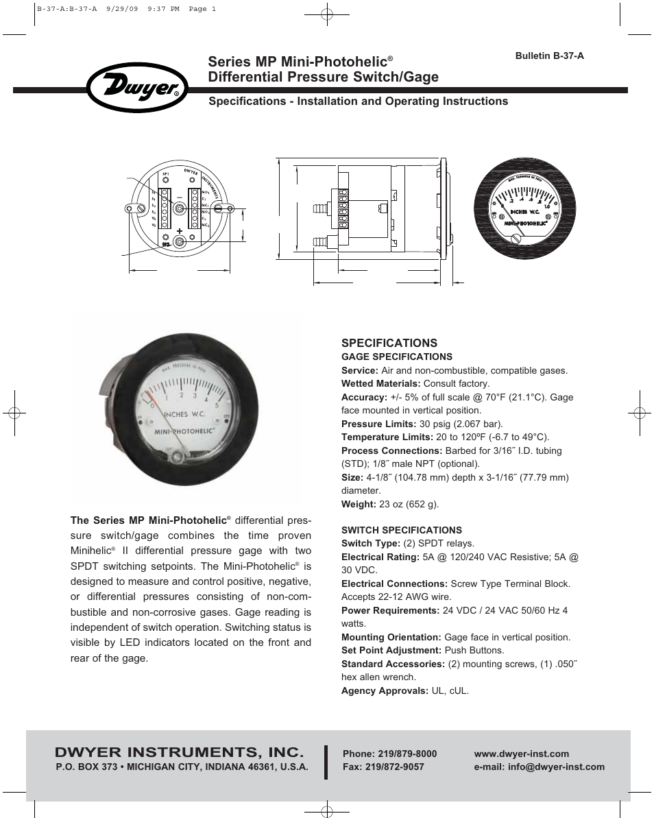 Dwyer MP User Manual | 4 pages