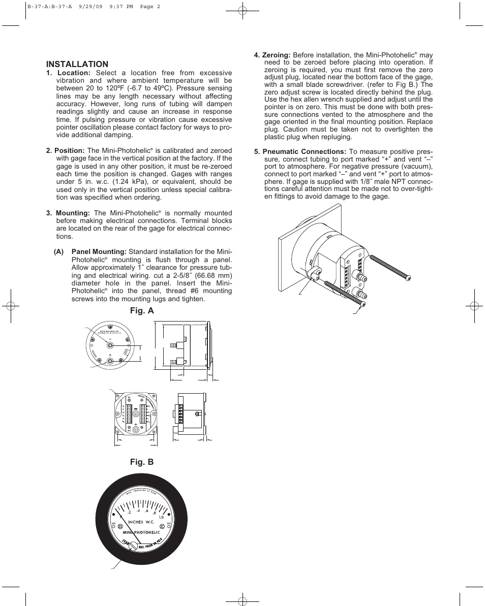 Installation, Fig. a, Fig. b | Dwyer MP User Manual | Page 2 / 4