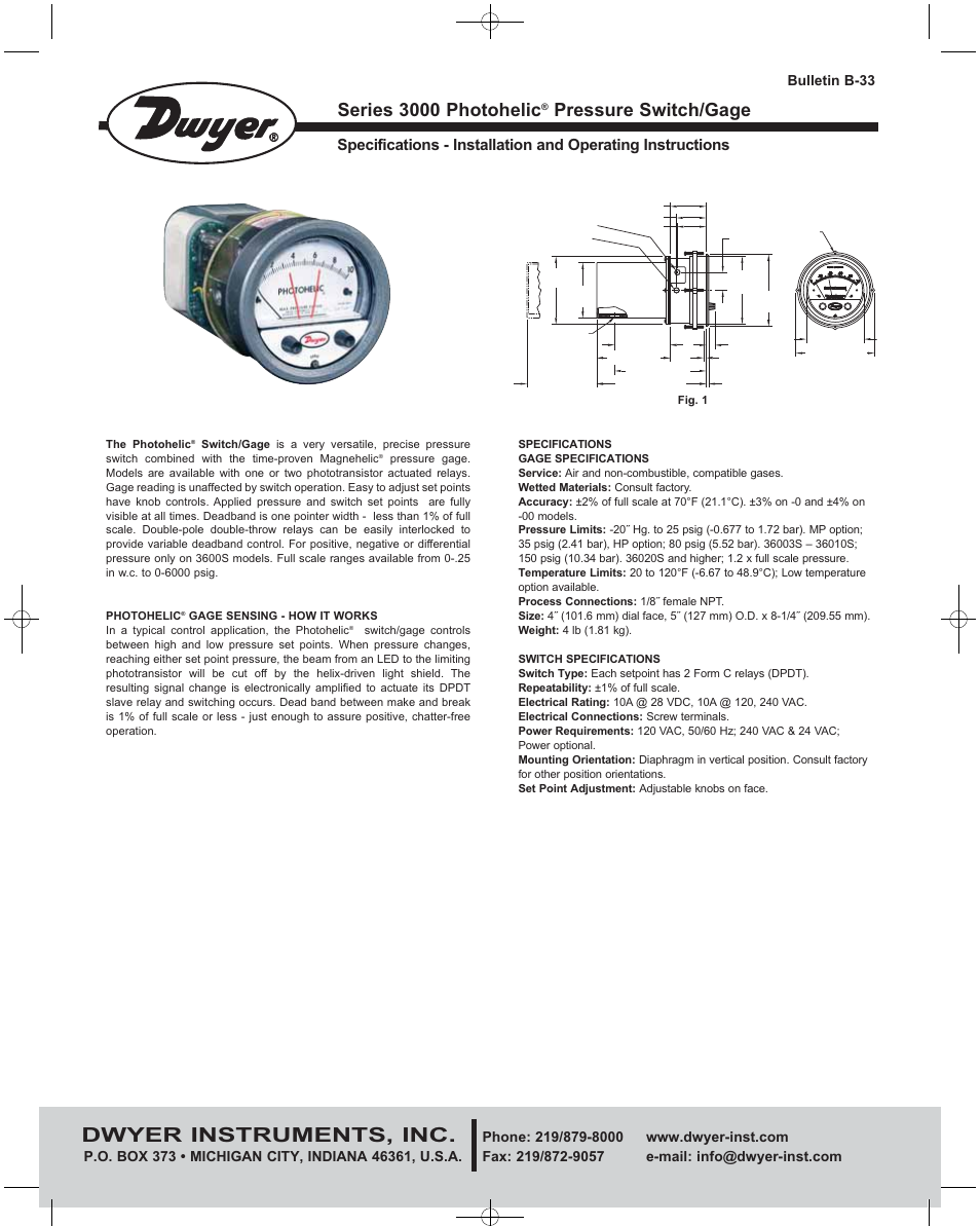 Dwyer 3000 User Manual | 12 pages