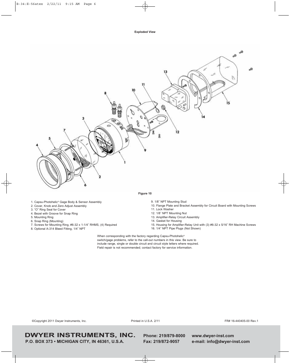 Dwyer instruments, inc | Dwyer 43000 User Manual | Page 6 / 6