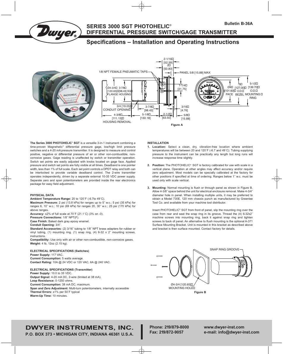 Dwyer 3000SGT User Manual | 4 pages