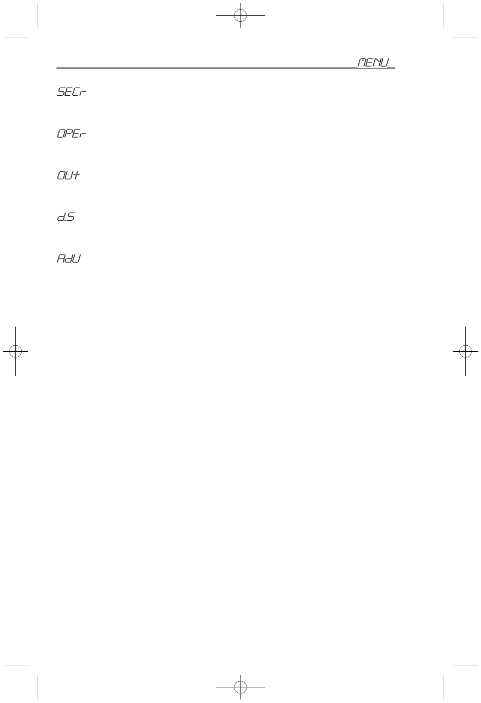 Menu, Secr, Oper | Dwyer DH User Manual | Page 11 / 20