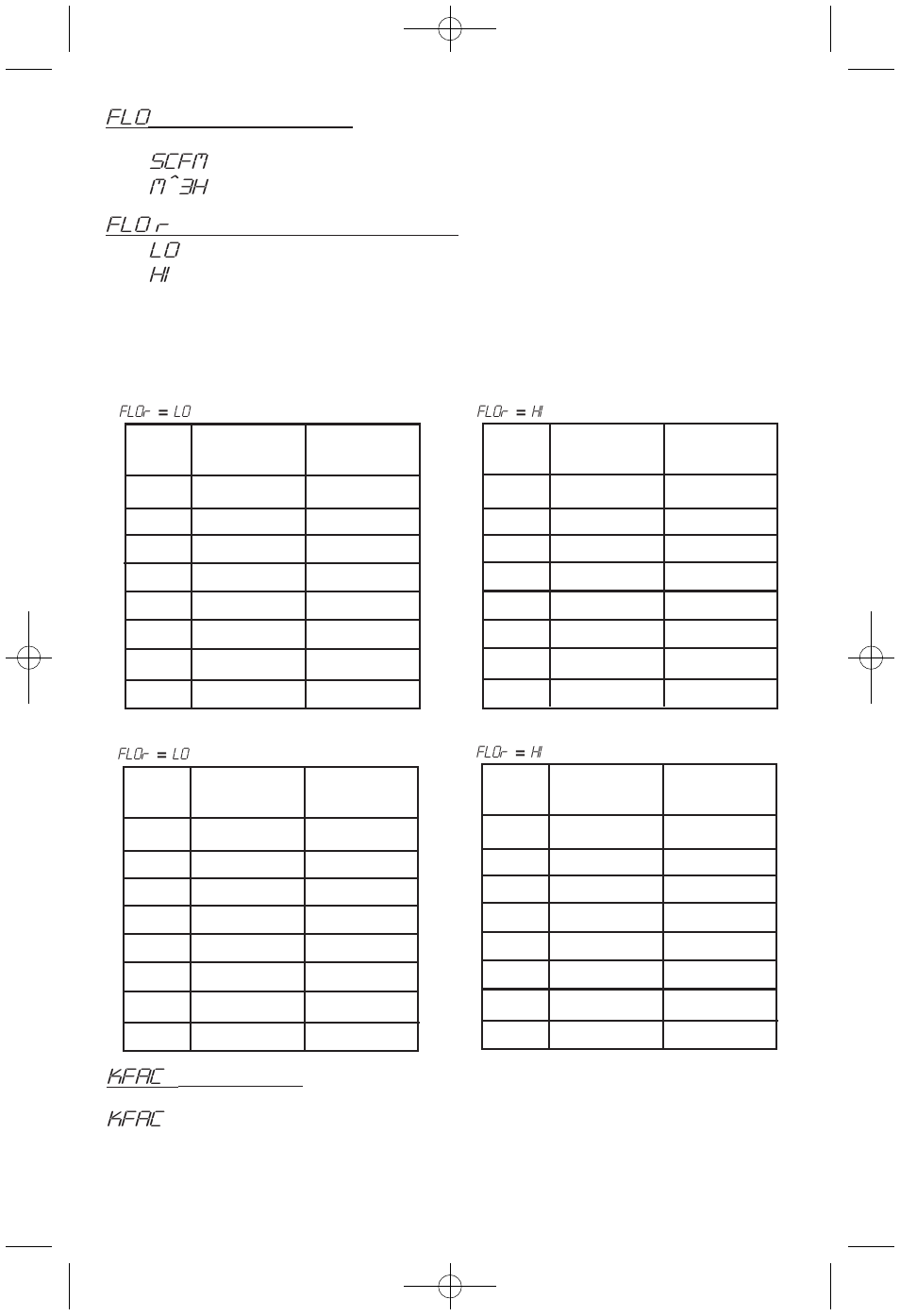 Scfm, M^3h, Kfac | Flow) sub menu, Flow range) sub menu, Sub menu | Dwyer DH User Manual | Page 14 / 20