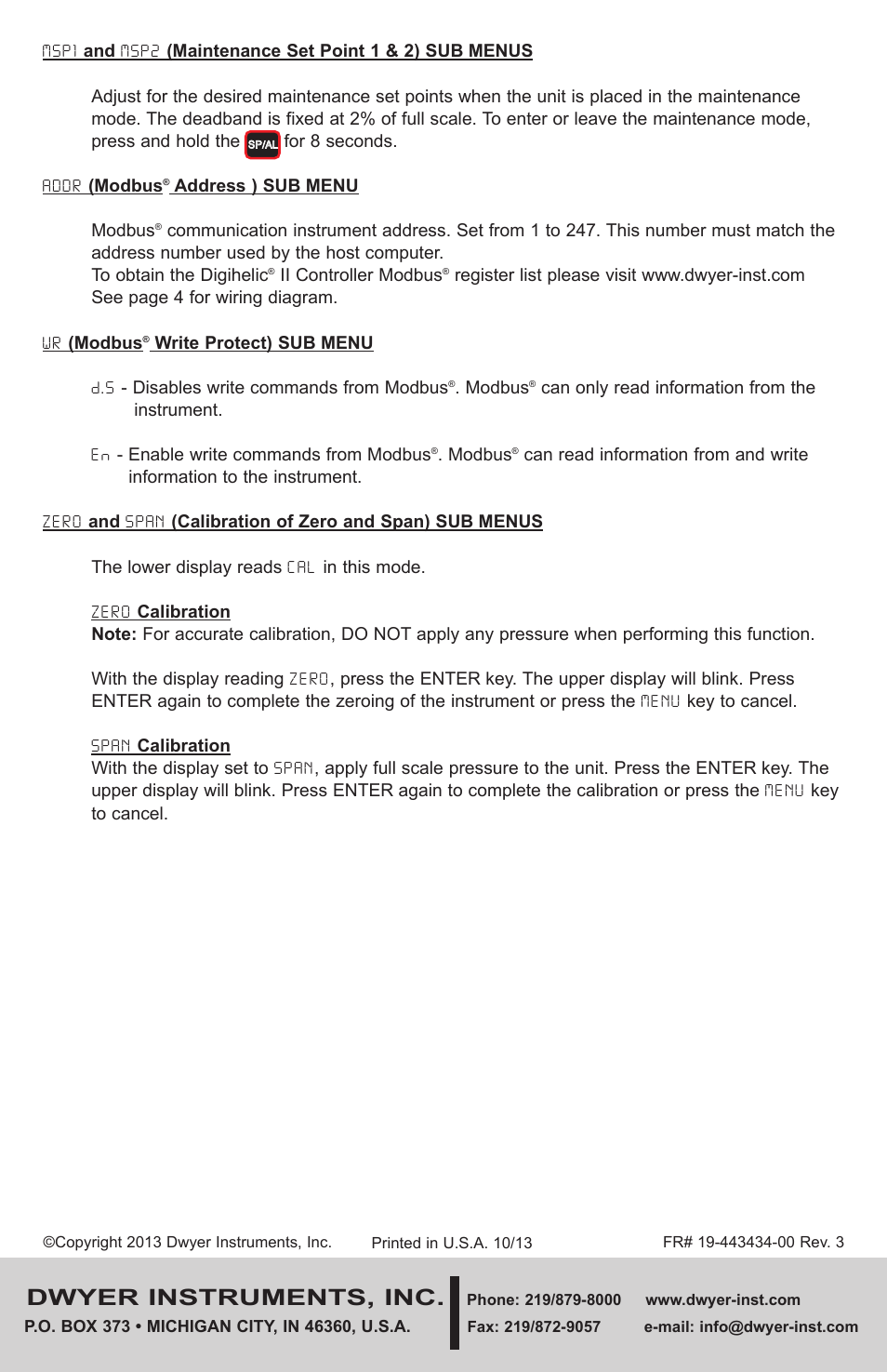 Dwyer instruments, inc | Dwyer DHII User Manual | Page 20 / 20