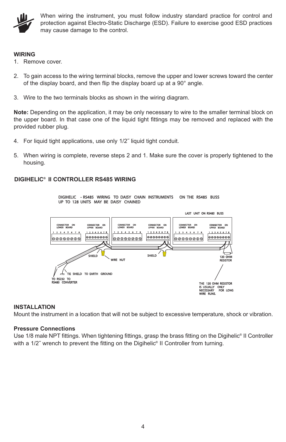 Ii controller from turning, Digihelic, Ii controller rs485 wiring | Dwyer DHII User Manual | Page 5 / 20