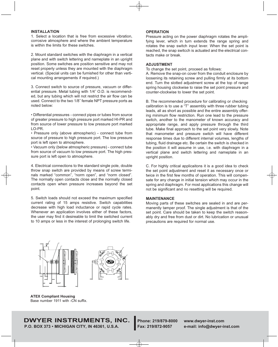 Dwyer instruments, inc | Dwyer 1900 User Manual | Page 2 / 4