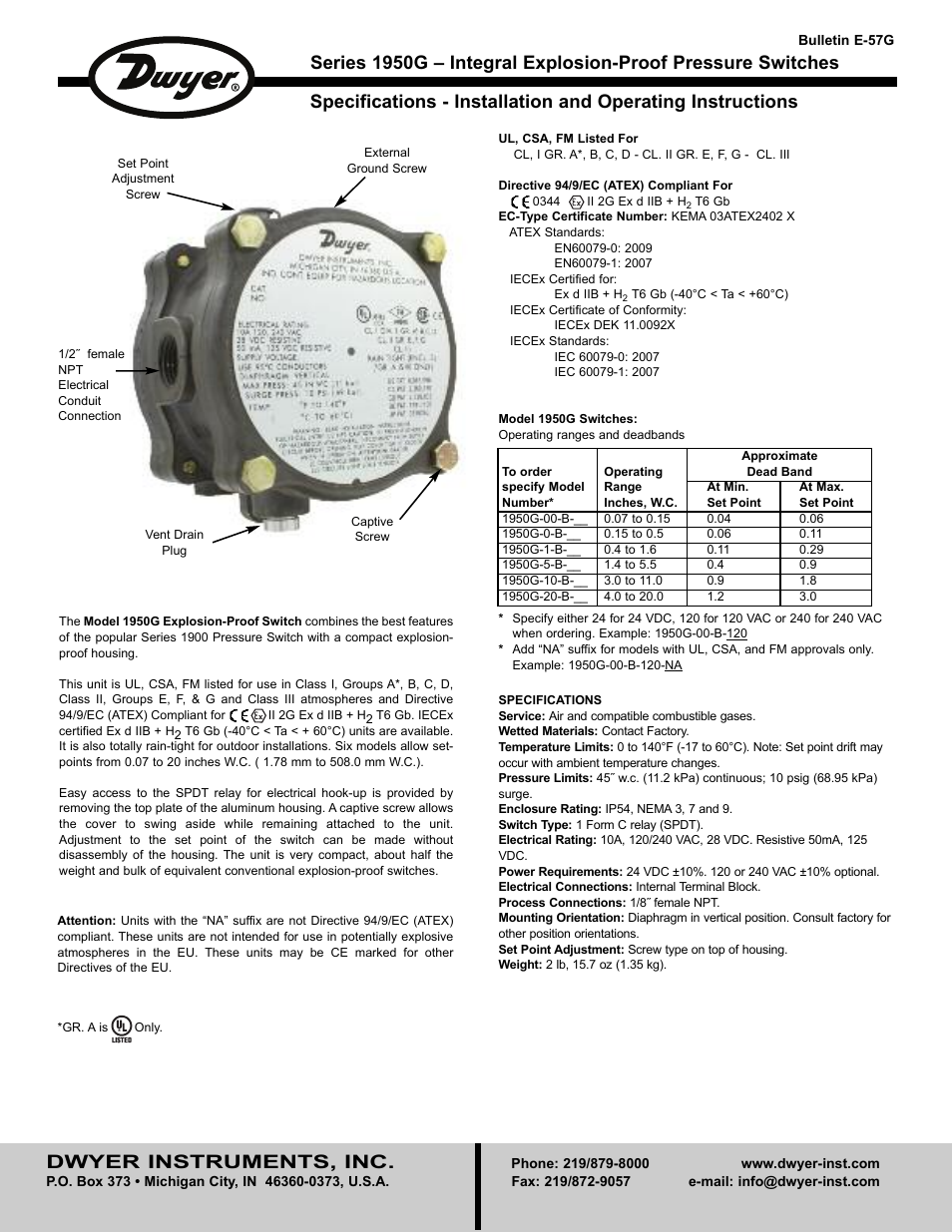 Dwyer 1950G User Manual | 8 pages