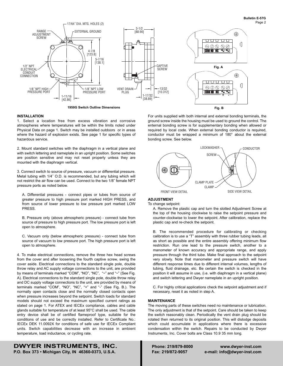 Dwyer instruments, inc | Dwyer 1950G User Manual | Page 2 / 8