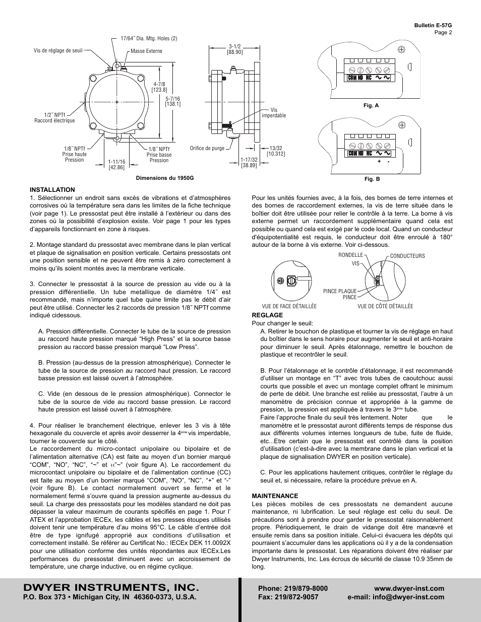 Dwyer instruments, inc | Dwyer 1950G User Manual | Page 6 / 8