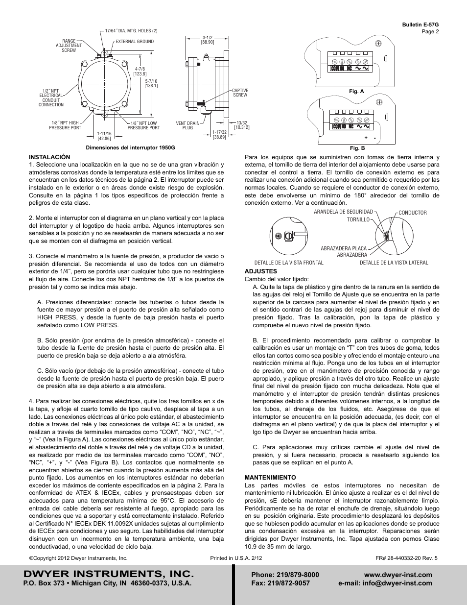 Dwyer instruments, inc | Dwyer 1950G User Manual | Page 8 / 8