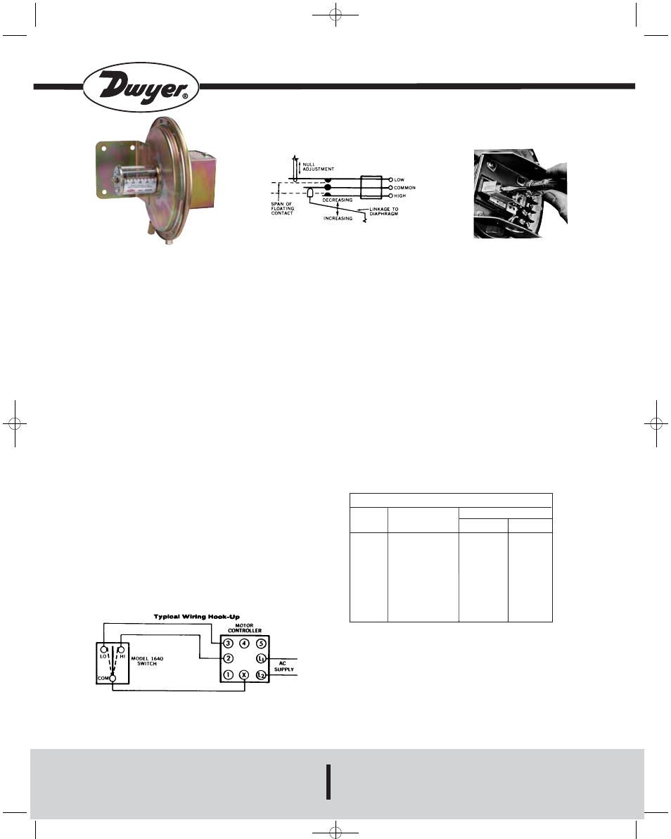 Dwyer 1640 User Manual | 1 page