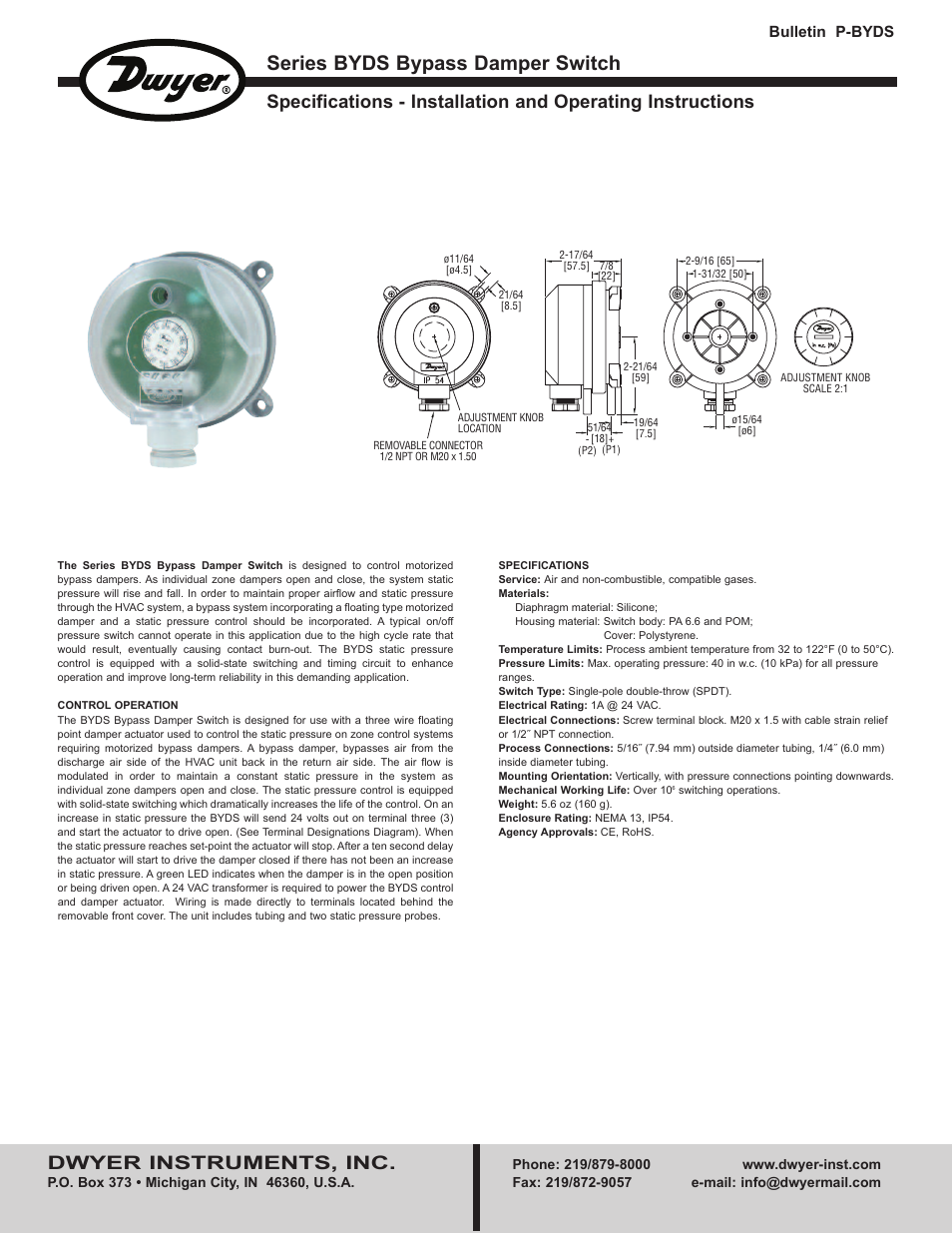 Dwyer BYDS User Manual | 2 pages