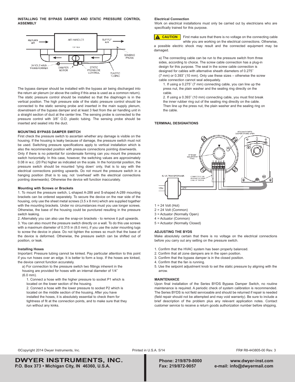 Dwyer instruments, inc | Dwyer BYDS User Manual | Page 2 / 2