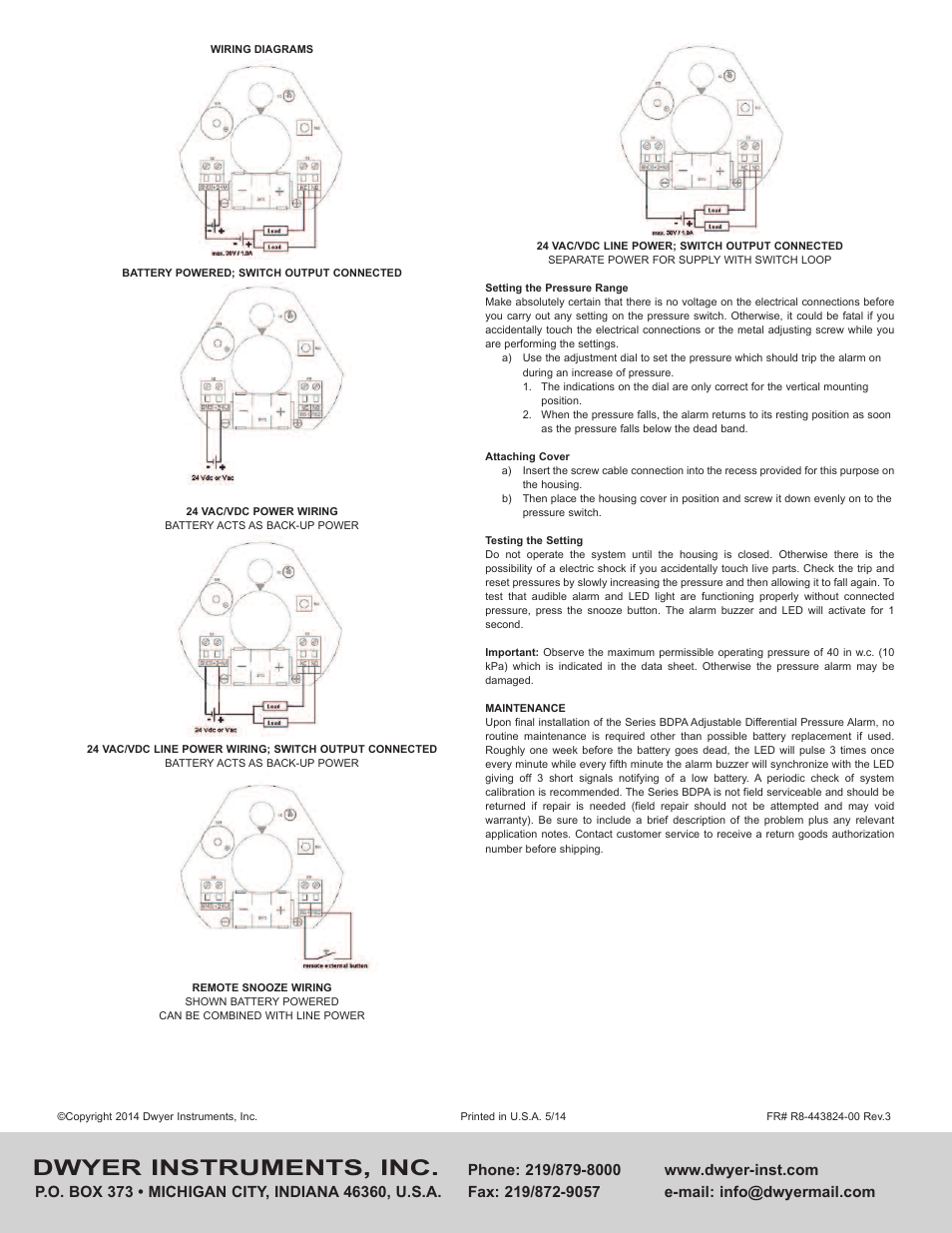 Dwyer instruments, inc | Dwyer BDPA User Manual | Page 2 / 2