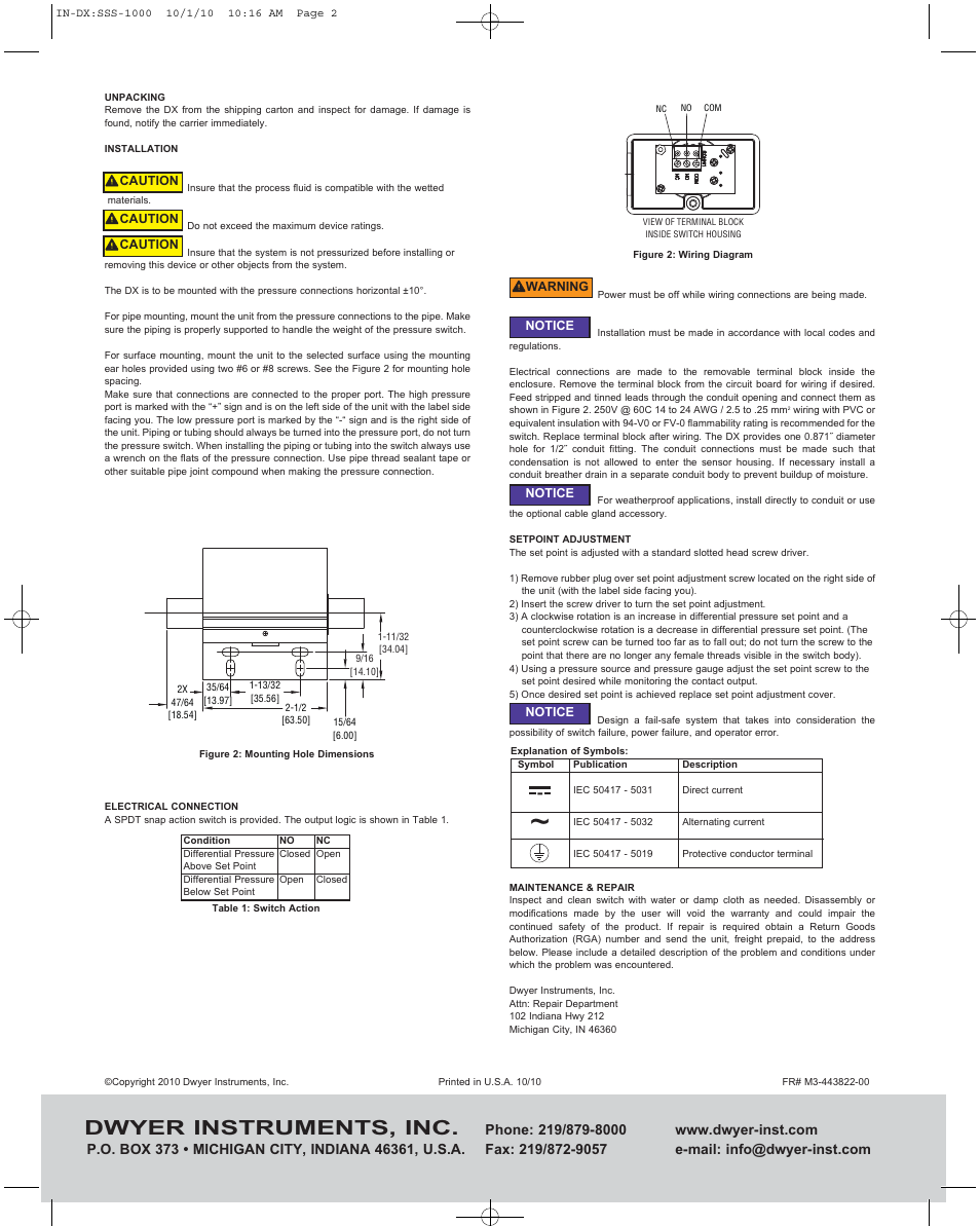 Dwyer instruments, inc | Dwyer DX User Manual | Page 2 / 2