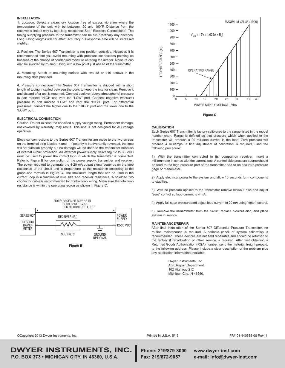 Dwyer instruments, inc | Dwyer 607 User Manual | Page 2 / 2