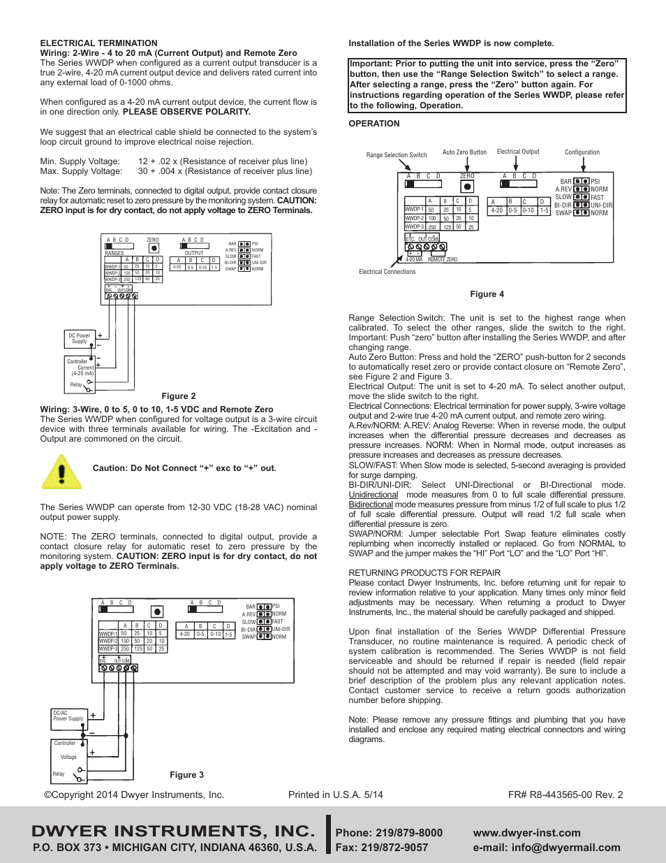 Dwyer instruments, inc, Figure 2, Installation of the series wwdp is now complete | Dwyer WWDP User Manual | Page 2 / 2