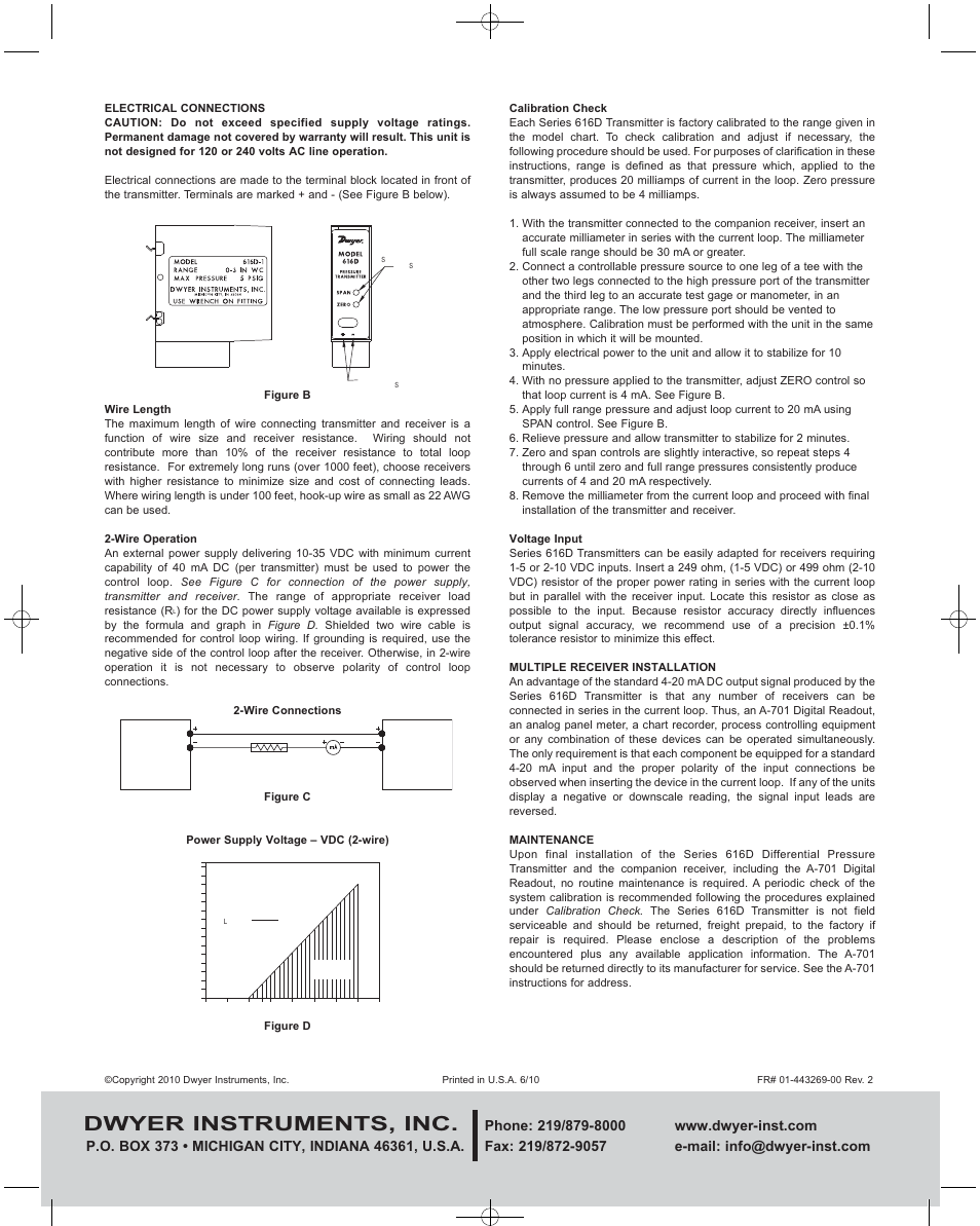 Dwyer instruments, inc | Dwyer 616D User Manual | Page 2 / 2