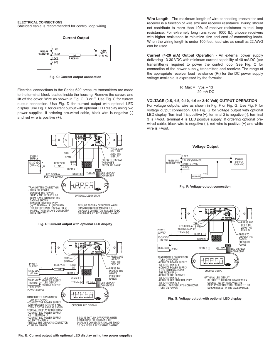 Current output | Dwyer 629 User Manual | Page 3 / 4