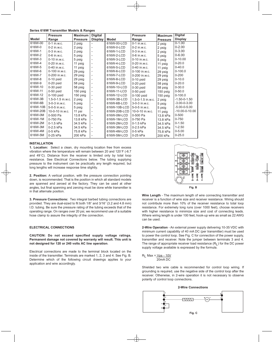 Dwyer 616W User Manual | Page 2 / 4