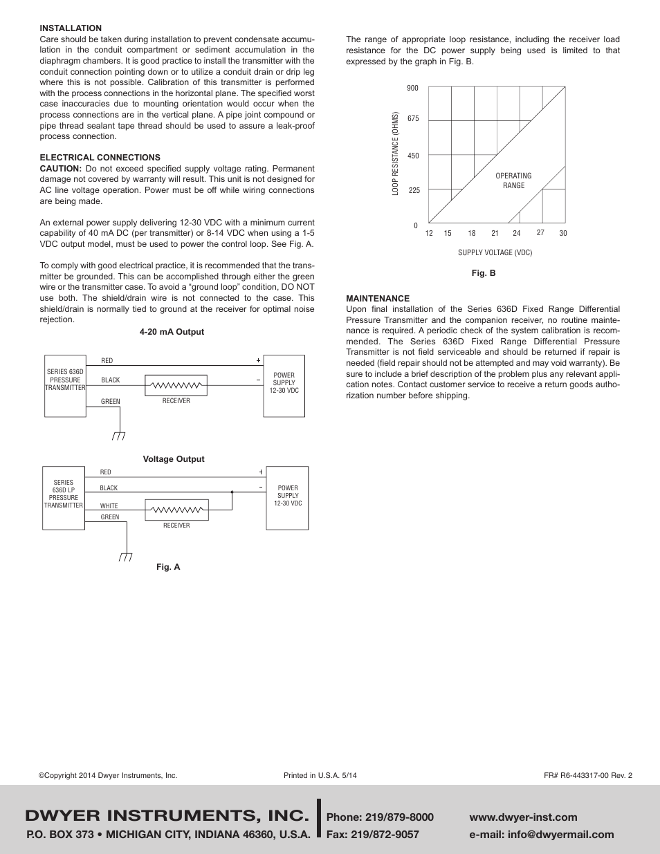 Dwyer instruments, inc | Dwyer 636D User Manual | Page 2 / 2