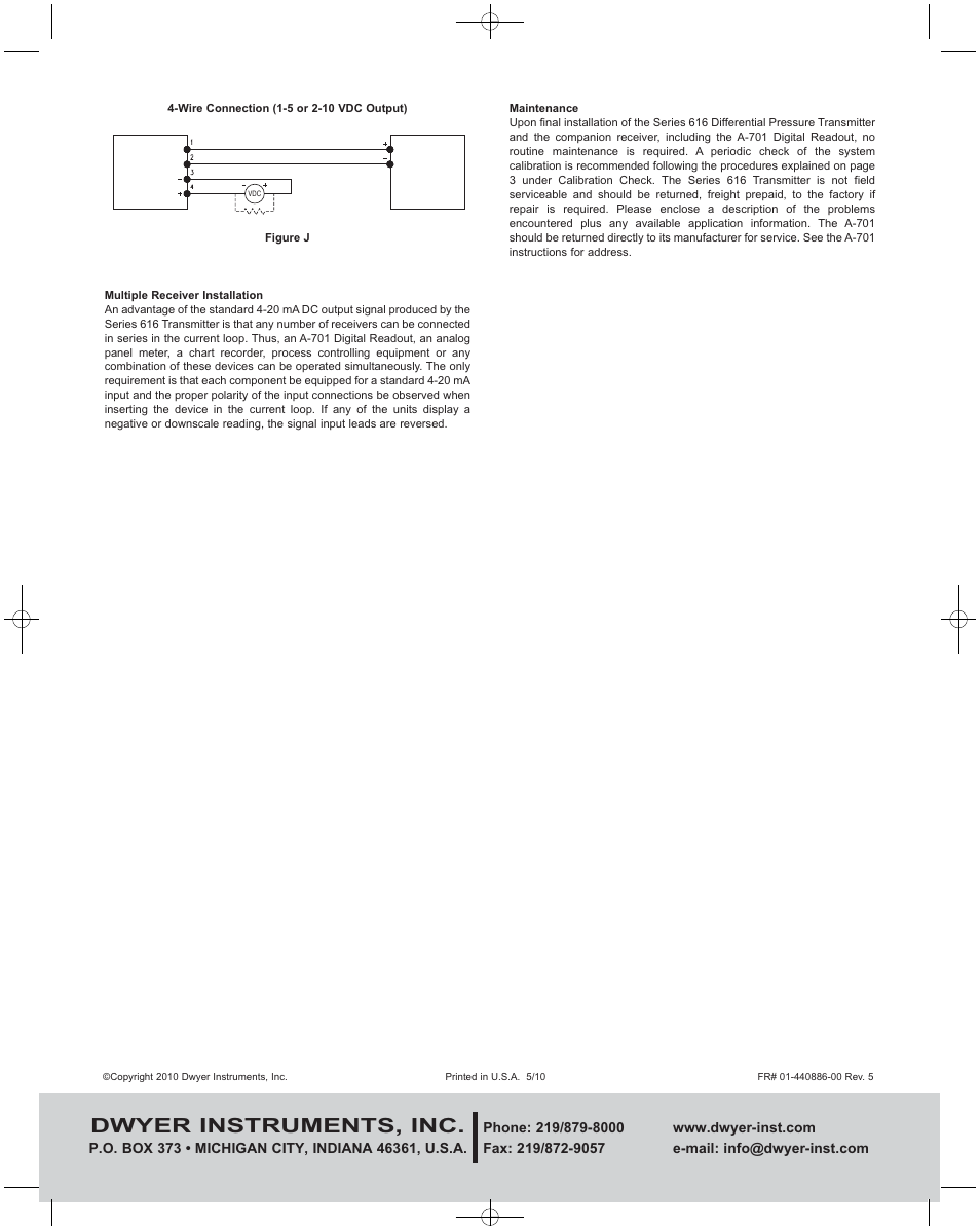 Dwyer instruments, inc | Dwyer 616C User Manual | Page 4 / 4