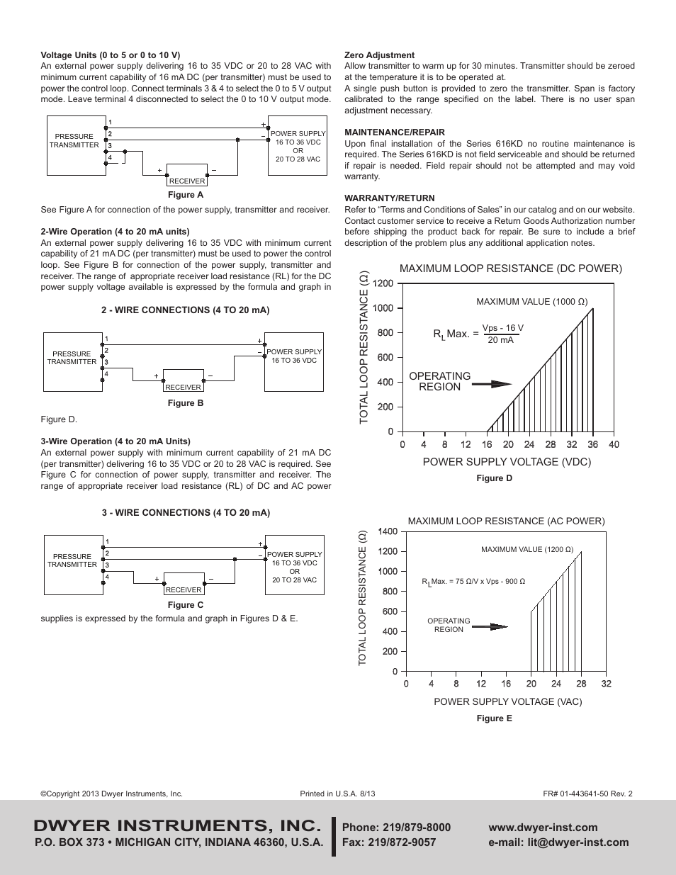 Dwyer instruments, inc | Dwyer 616KD User Manual | Page 2 / 2