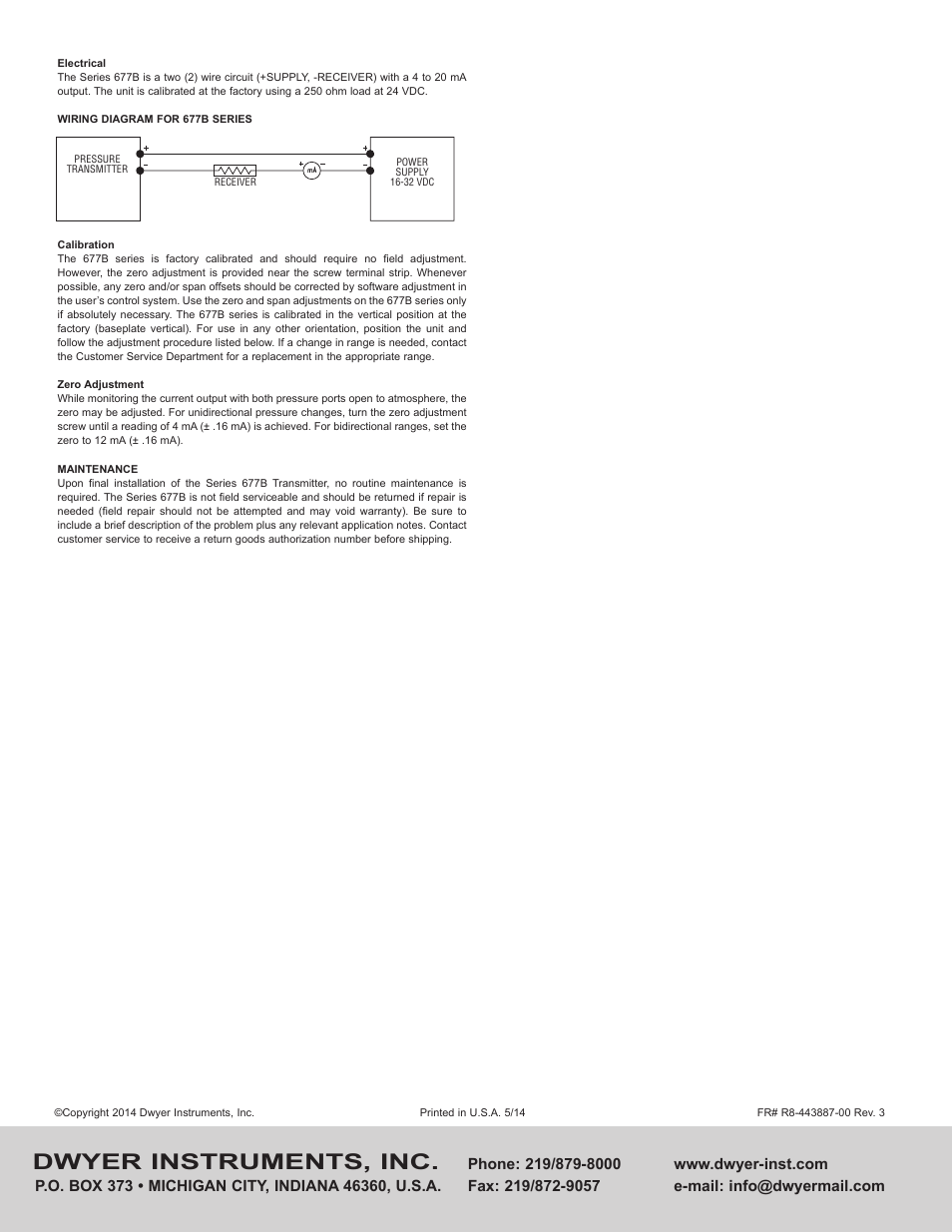 Dwyer instruments, inc | Dwyer 677B User Manual | Page 2 / 2