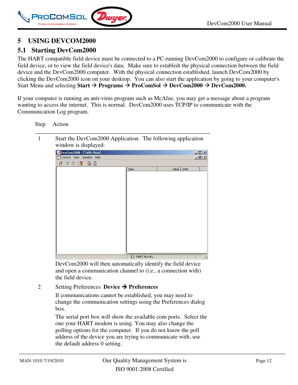 Dwyer DevCom2000 User Manual | Page 12 / 42