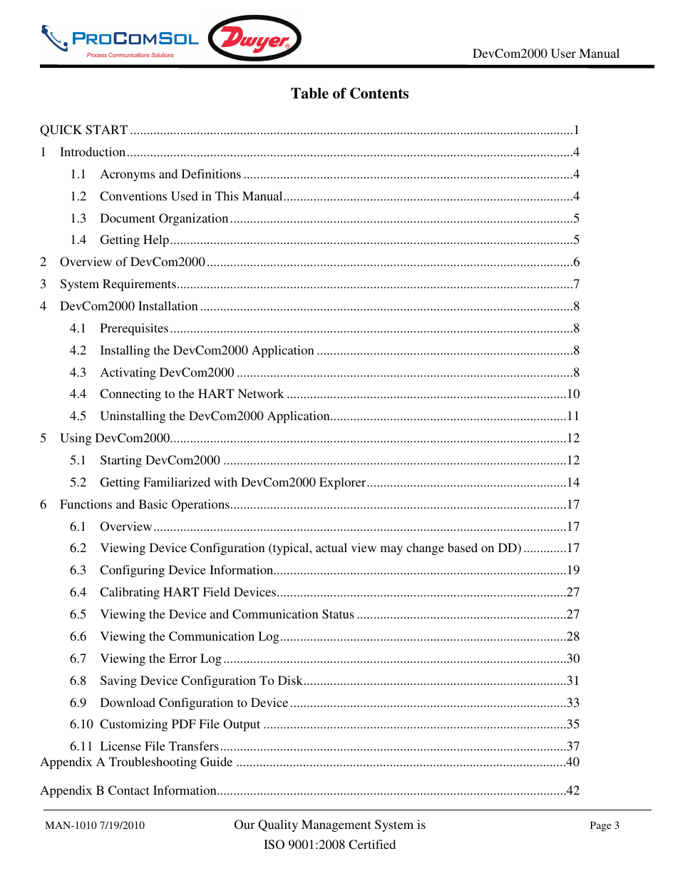 Dwyer DevCom2000 User Manual | Page 3 / 42