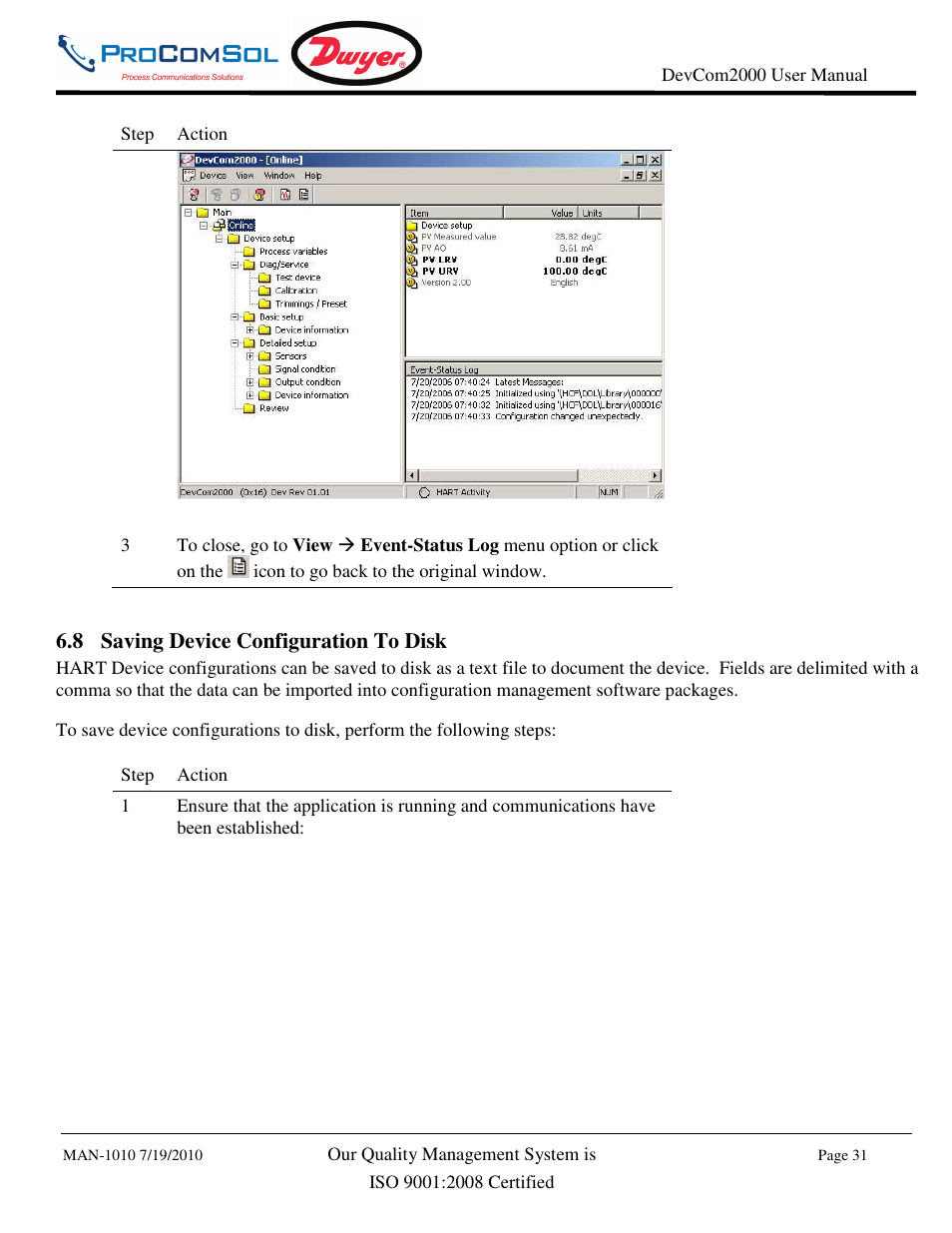 8 saving device configuration to disk | Dwyer DevCom2000 User Manual | Page 31 / 42