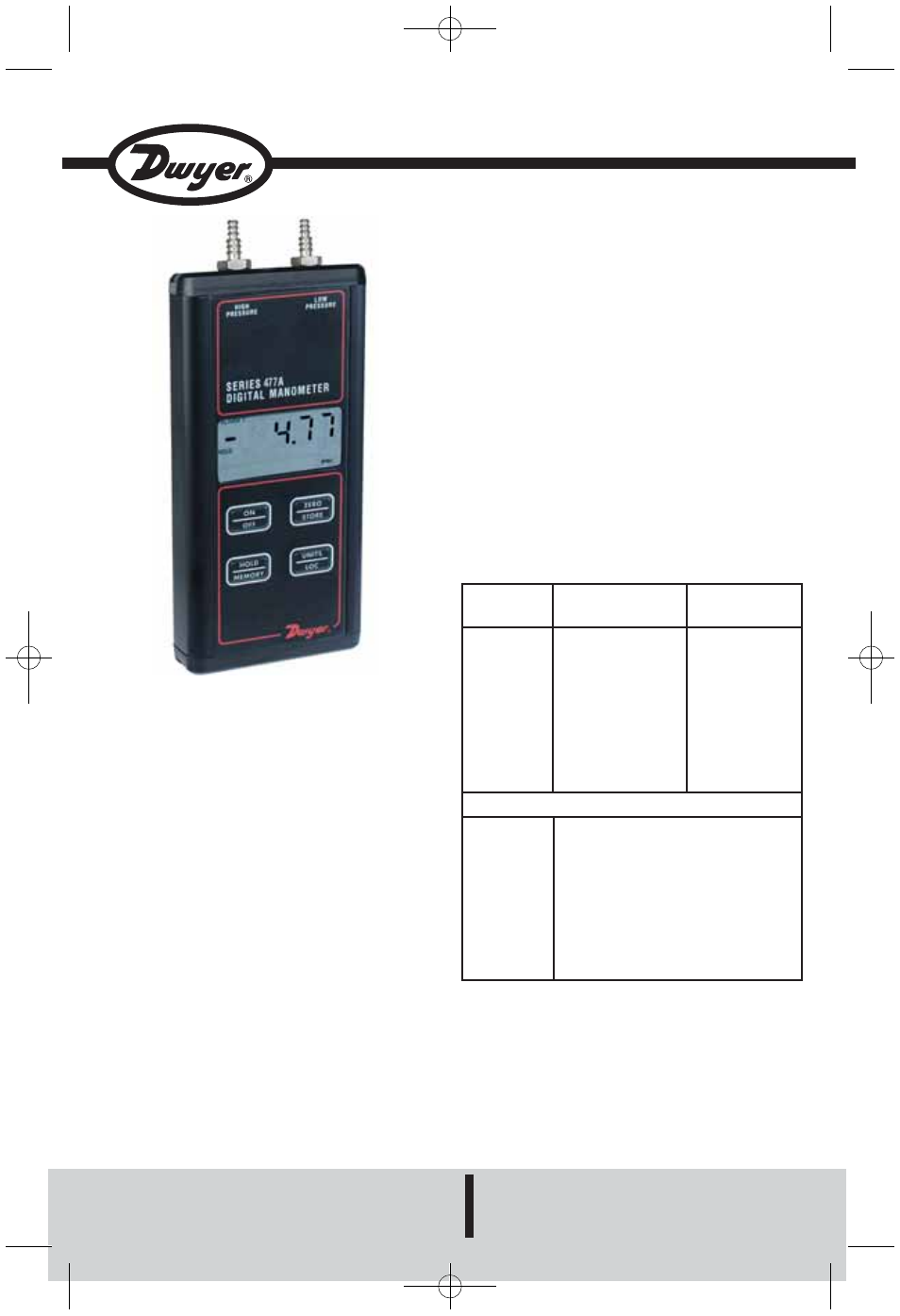 Dwyer 477A User Manual | 4 pages